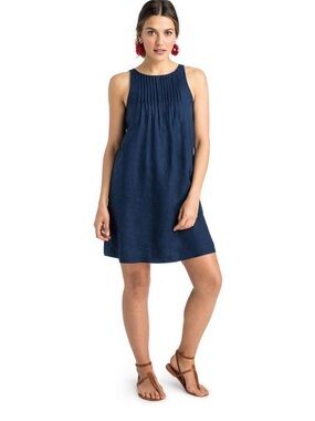 Vineyard Vines Navy Linen Pintuck Swing Dress Size 6 NWT